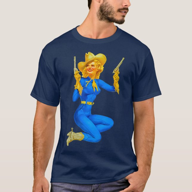 Camiseta Chica de venado retro de vaca occidental (Anverso)