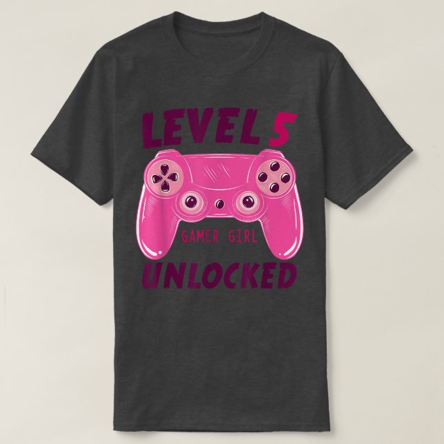 Camiseta Chica de videojuegos de nivel 5 desbloqueado 5º cu (Diseño del anverso)