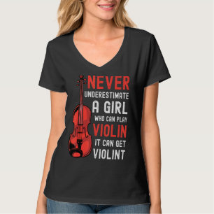 Camiseta Chica De Violín Dice Que Puede Ser Violento