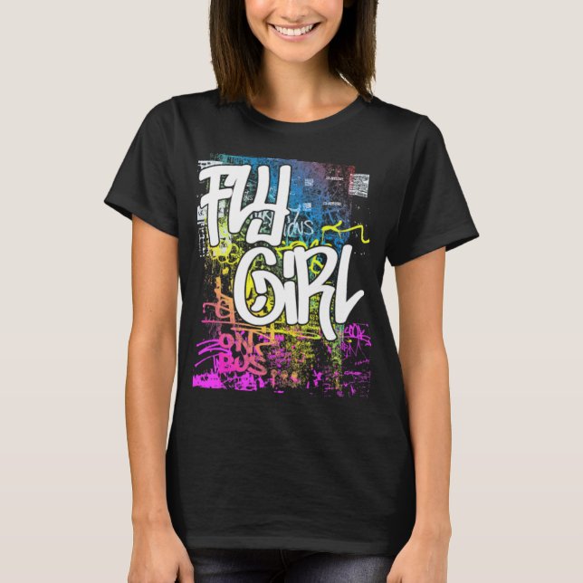 Camiseta Chica de vuelo 80's 90s Rap Old School Hip Hop Gra (Anverso)