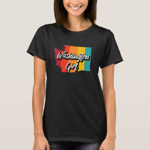 Camiseta Chica de Washington Estado de Origen Retro Rayas 7