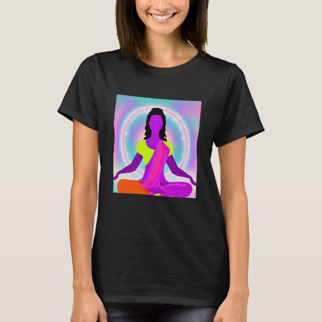 Camiseta Chica de yoga Saludo al Sol femenino Meditación Ch (Anverso)