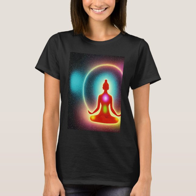 Camiseta Chica de yoga Saludo al Sol femenino Meditación Ch (Anverso)