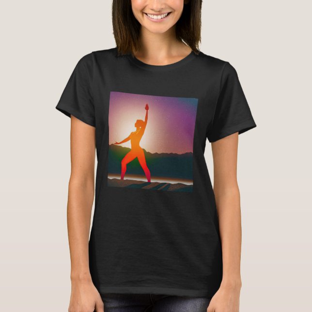 Camiseta Chica de yoga Saludo al Sol femenino Meditación Ch (Anverso)