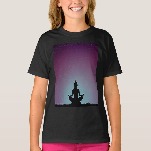 Camiseta Chica de yoga Saludo al Sol femenino Meditación Ch (Anverso)