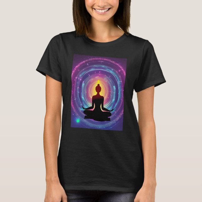 Camiseta Chica de yoga Saludo al Sol femenino Meditación Ch (Anverso)