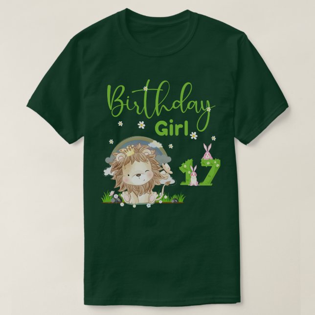 Camiseta Chica del 17º cumpleaños de León Cute (Diseño del anverso)