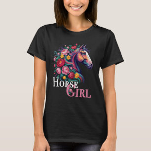 Camiseta Chica del caballo flor Chica que ama al caballo Ca