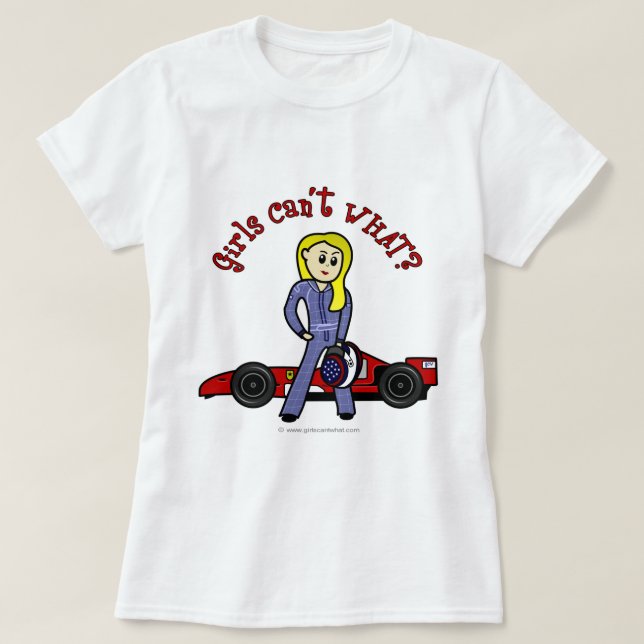 Camiseta Chica del conductor de coche de carrera (Diseño del anverso)
