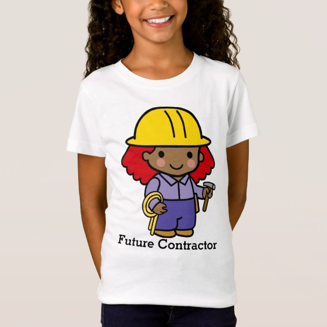 Camiseta Chica del contratista futuro con martillo y cuerda (Anverso)