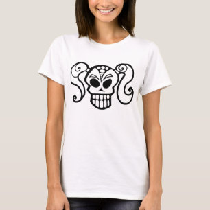 Camiseta Chica del cráneo de la cola de caballo