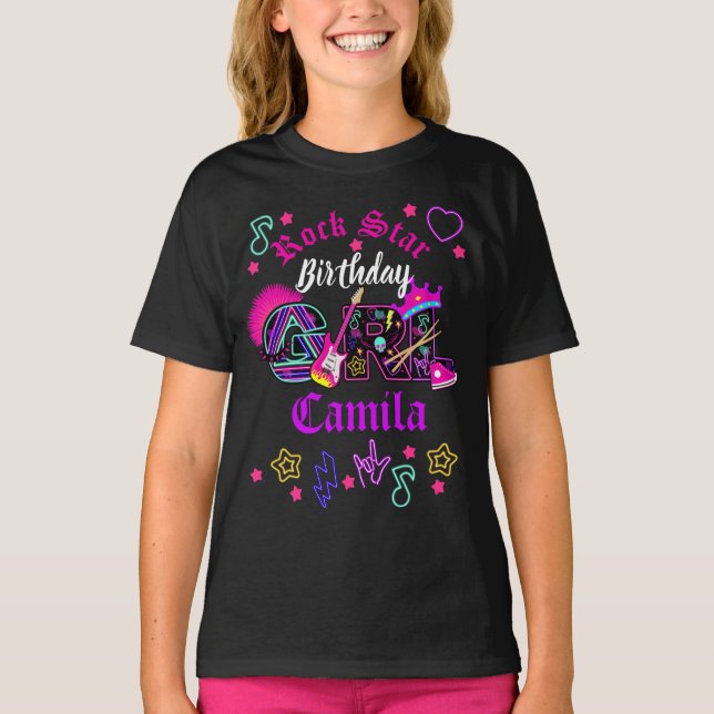 Camiseta Chica del cumpleaños de la estrella del rock | Est (Anverso)