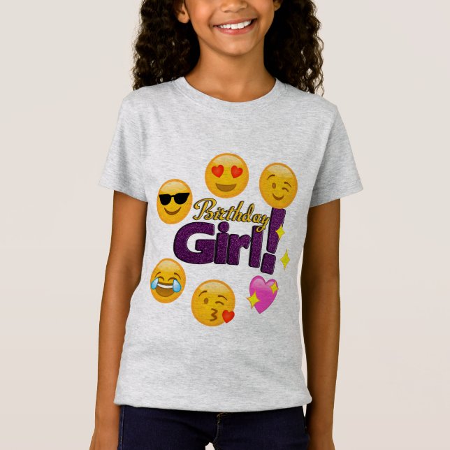 Camiseta Chica del cumpleaños (emojis) (Anverso)