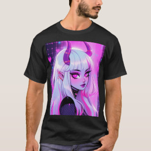 Camiseta Chica del Demon Rosa de Kawaii