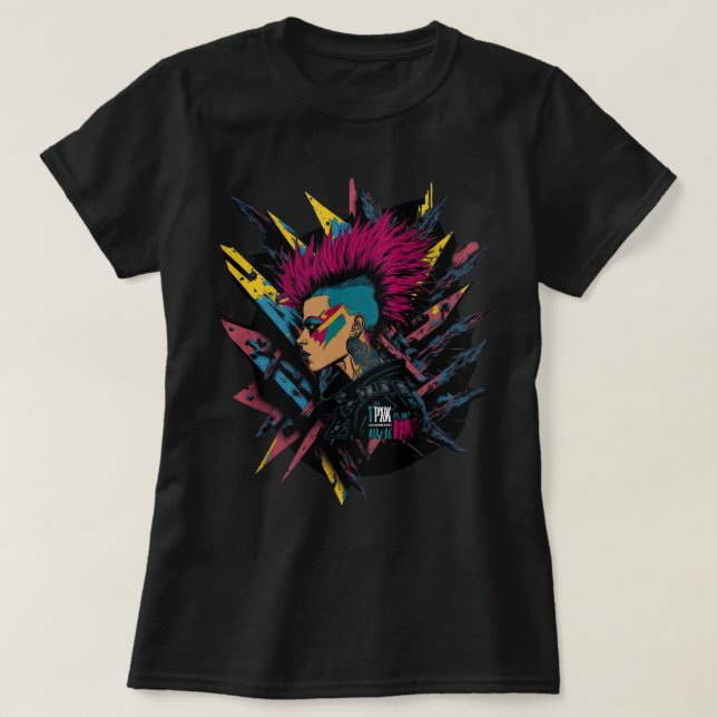 Camiseta Chica Del Diseño De La Nueva Ola Del Punk Del País (Diseño del anverso)