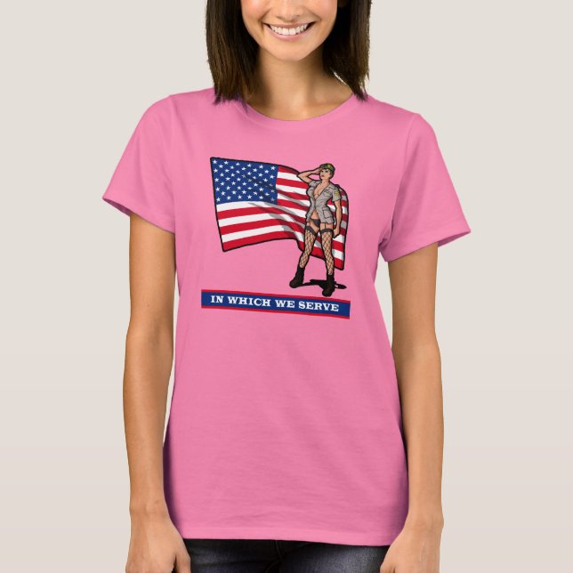 CAMISETA CHICA DEL EJÉRCITO CON BANDERA (Anverso)