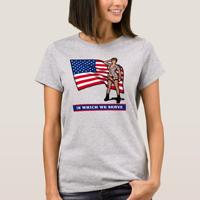 CAMISETA CHICA DEL EJÉRCITO CON BANDERA (Anverso)