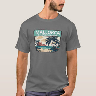 Camiseta Chica del emblema retro de la playa de Mallorca Es