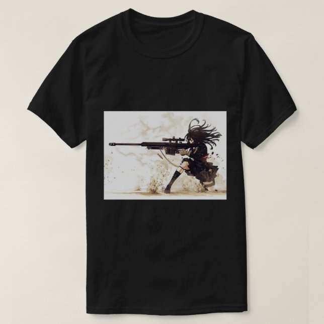 Camiseta Chica del francotirador militar de Anime (Diseño del anverso)