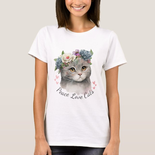 Camiseta Chica del gato de amor (Anverso)
