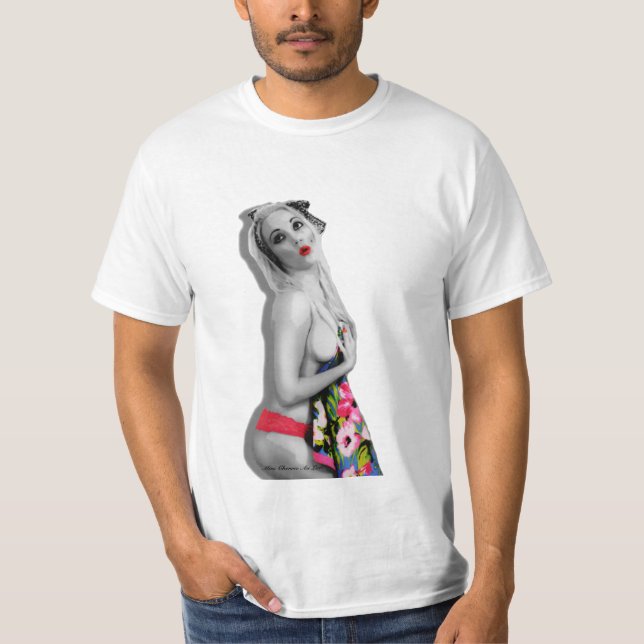 Camiseta Chica del glamour tropical del pinup retro (Anverso)