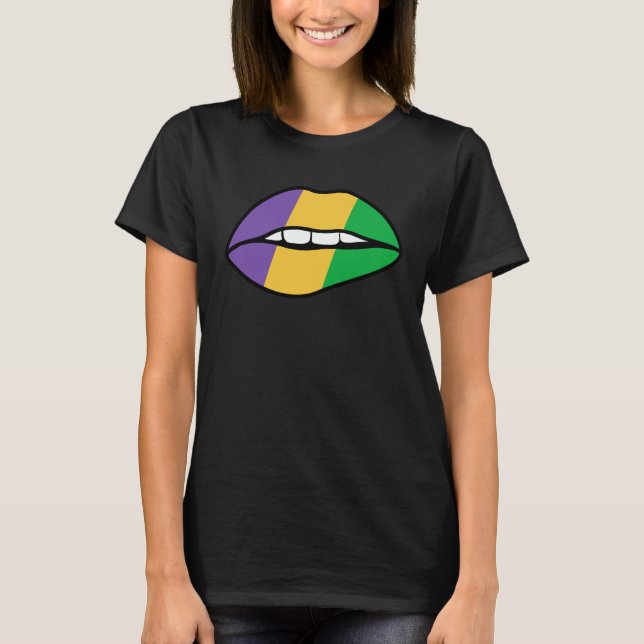 Camiseta Chica del Mardi Gras levanta festival de colores (Anverso)