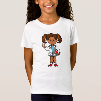Camiseta Chica del médico del dibujo animado con la aguja y