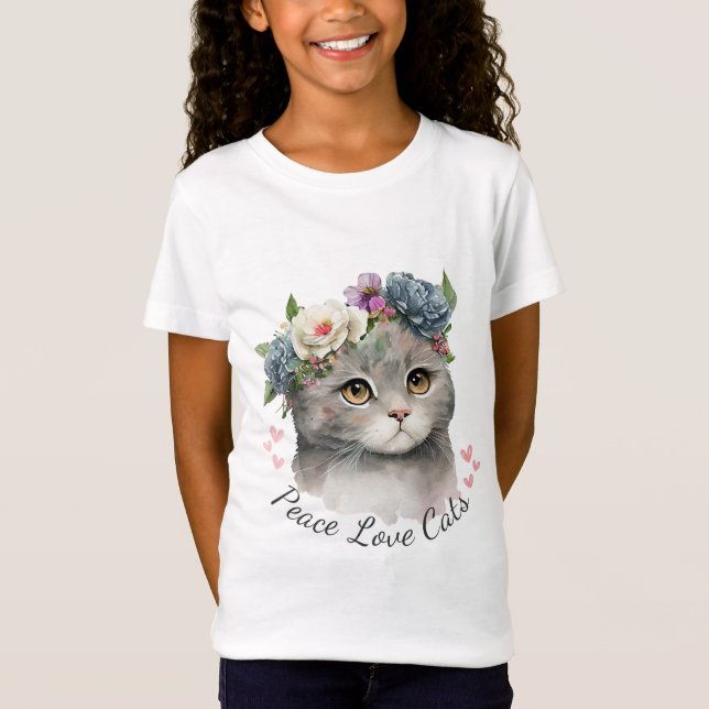 Camiseta Chica del niño del gato del amor (Anverso)