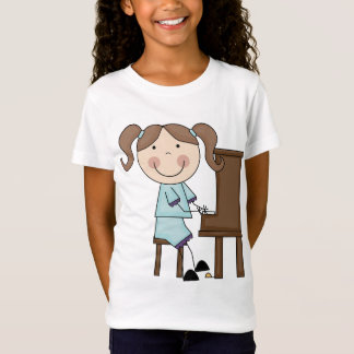Camiseta Chica del palillo que juega el piano