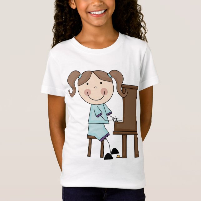 Camiseta Chica del palillo que juega el piano (Anverso)