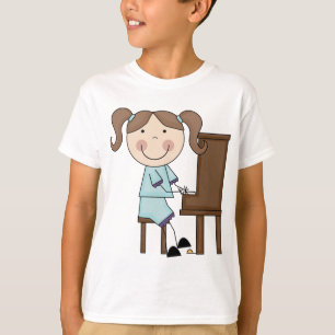 Camiseta Chica del palillo que juega el piano