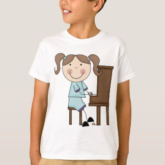 Camiseta Chica del palillo que juega el piano