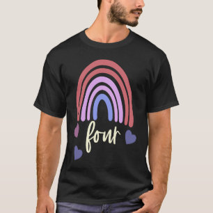 Camiseta chica del Pastel Arcoiris Boho de 4 años Feliz Cum