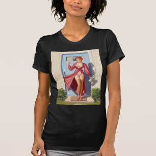 Camiseta Chica del Pin-Up del Periódico Matutino