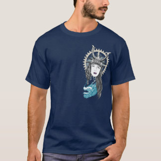 Camiseta Chica del samurai de Steampunk con el dragón