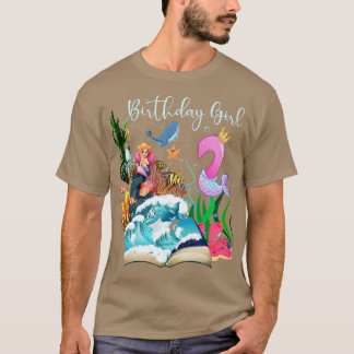 Camiseta Chica del segundo cumpleaños de la sirena cuta