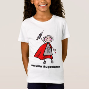 Camiseta Chica del super héroe de la insulina de la