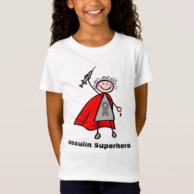 Camiseta Chica del super héroe de la insulina de la (Anverso)