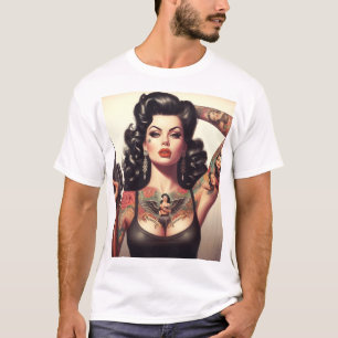 Camiseta Chica del tatuaje de la vieja escuela