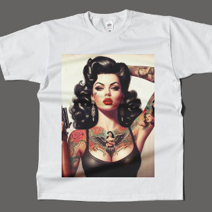 Camiseta Chica del tatuaje de la vieja escuela