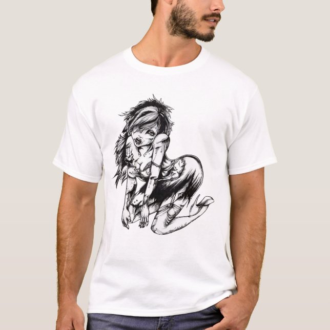 Camiseta chica del zombi para los hombres (Anverso)