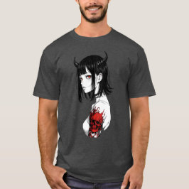 Camiseta Chica Demonio Estético Oscuro con Ojos Rojos