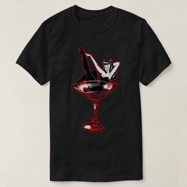 Camiseta Chica diablo clavando disfraz de Halloween (Diseño del anverso)