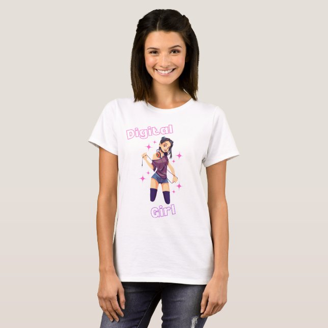 Camiseta chica digital con estrellas (Anverso completo)