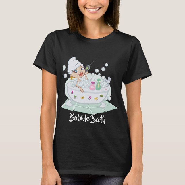 Camiseta Chica disfrutando del negro del baño de burbujas (Anverso)
