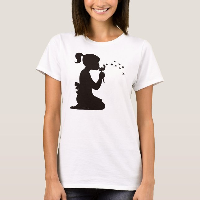 Camiseta Chica dispersando candeliones (Anverso)