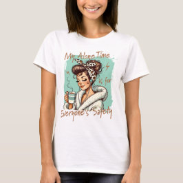 Camiseta Chica divertida del café de la mañana en verde azu