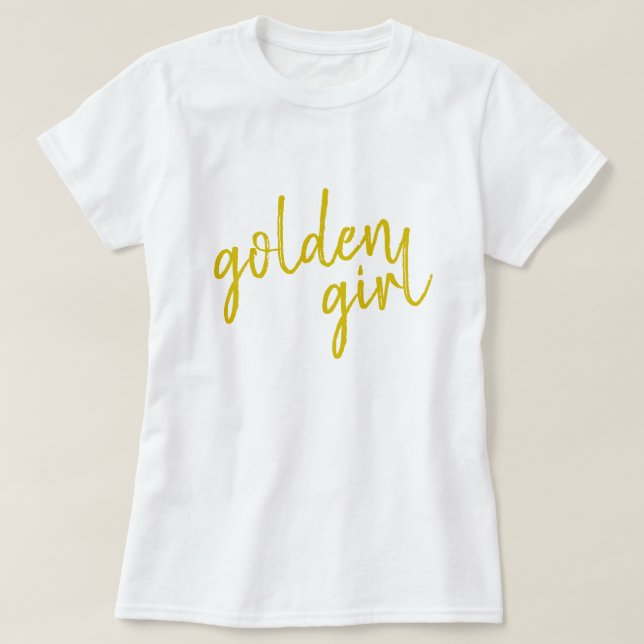 Camiseta Chica dorado | Guión dorado moderno (Diseño del anverso)