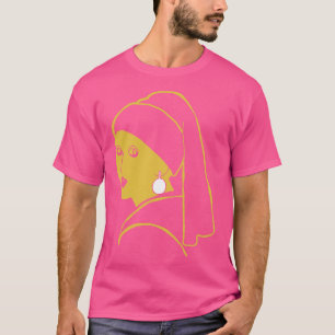 Camiseta Chica dorado minimalista con un Pearl Earring