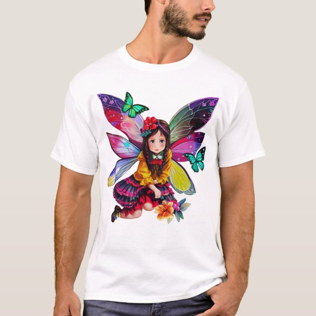 Camiseta Chica dulce Hadas y mariposas azules (Anverso)